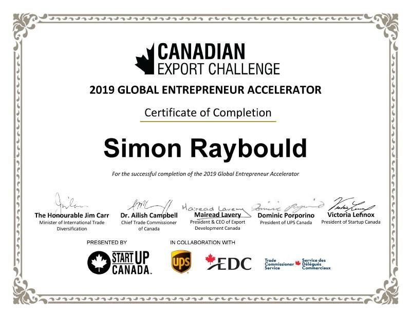 MentorEase_Simon_Raybould_StartupCanada_Certificate