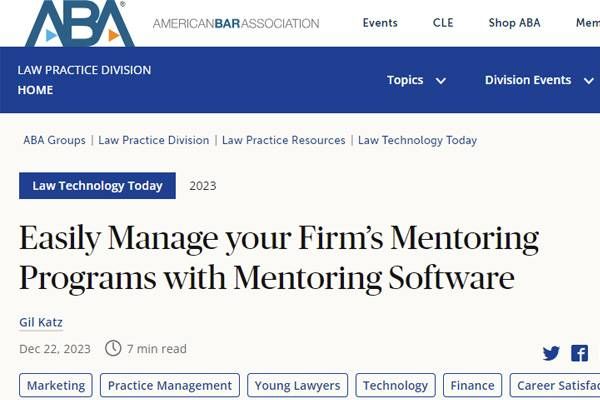 AmericanBarAssociation_LawTechnologyToday_MentorEase_MentoringSoftware